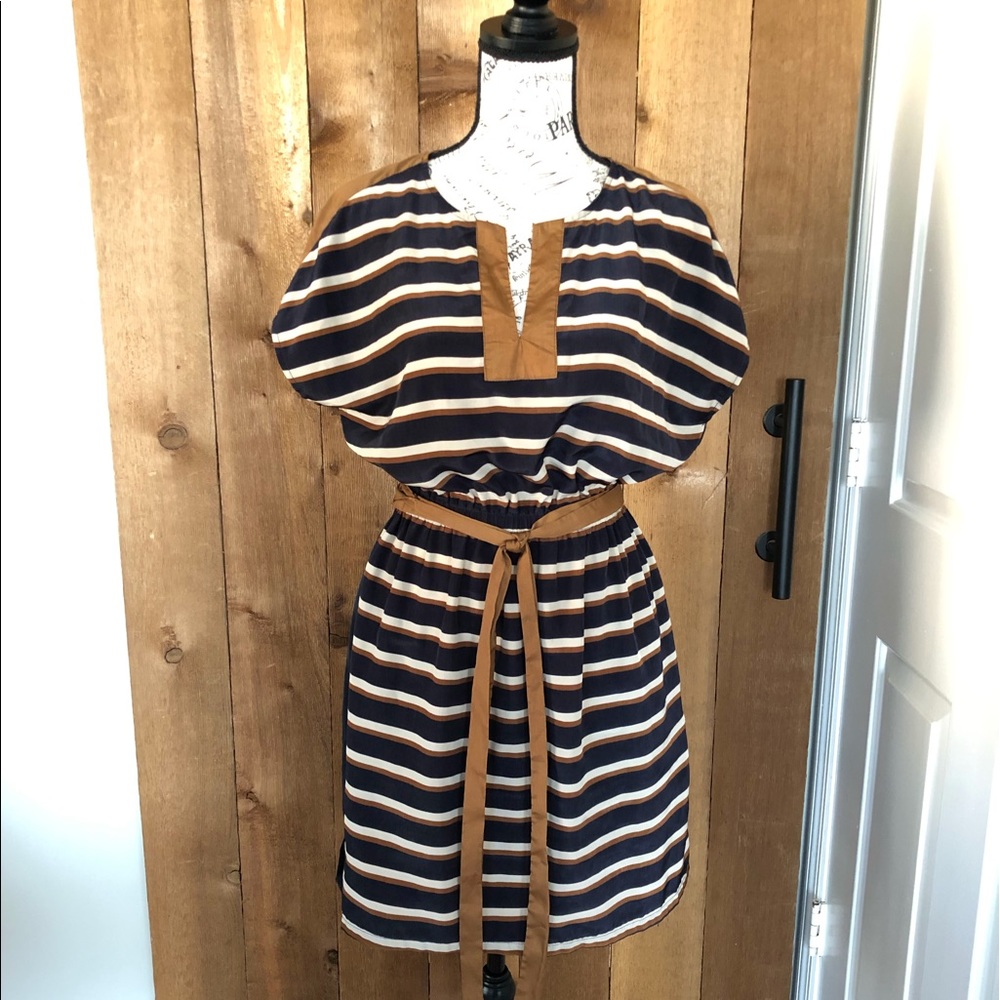UMGEE STRIPED DRESS, WITH TUNIC TYPE NECK LINE